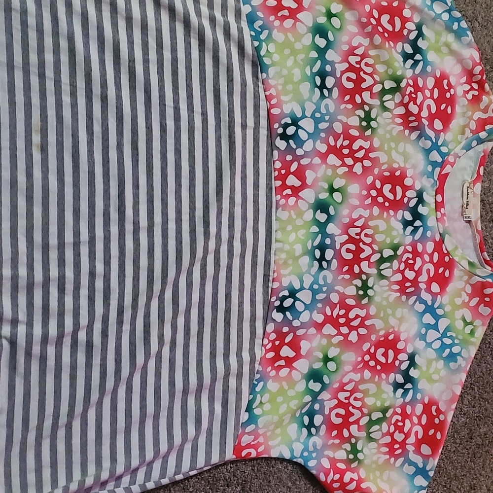 Colorful Striped and Patterned Women's Blouse